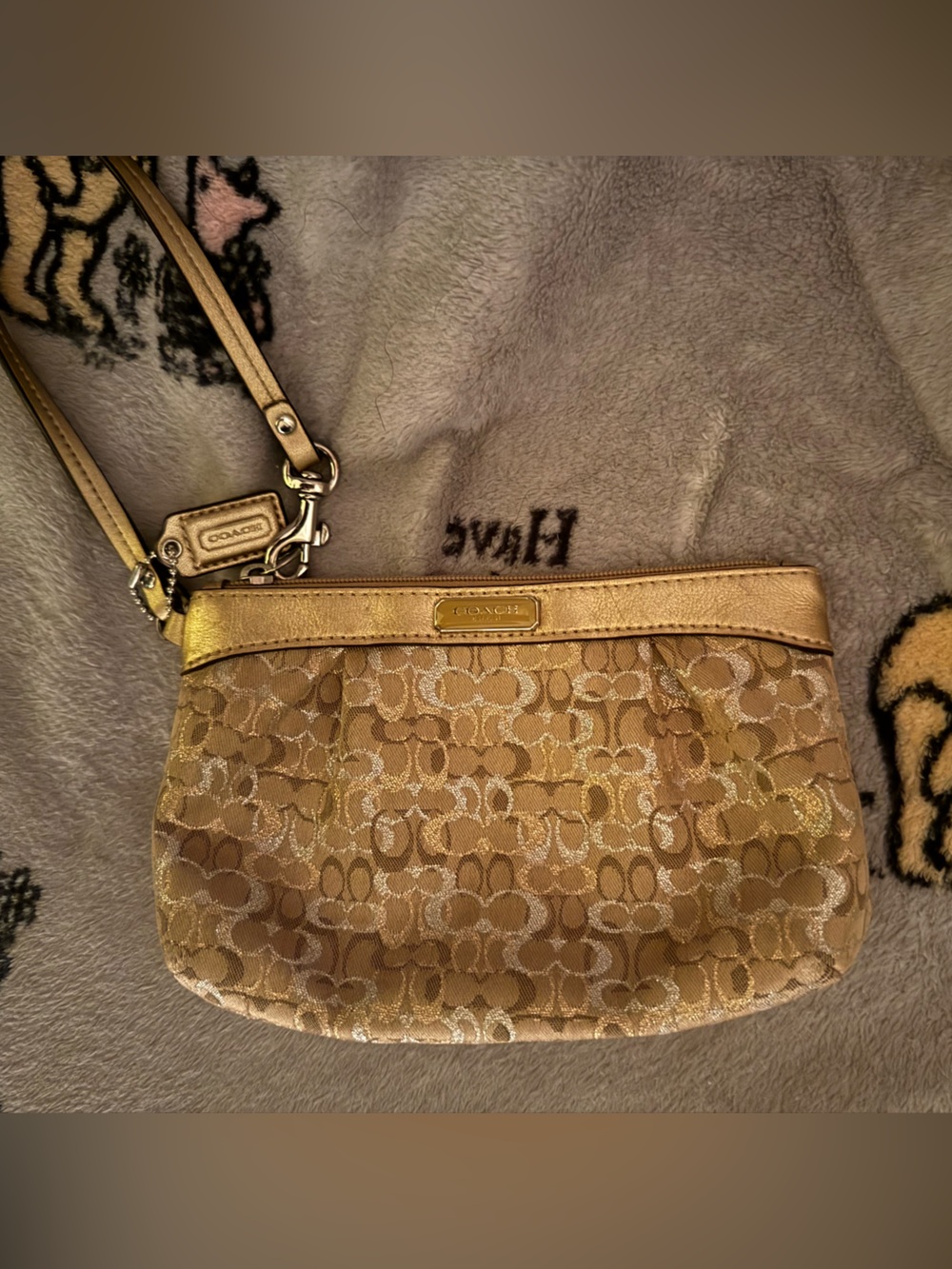 Coach Metallic Gold Signature Wristlet